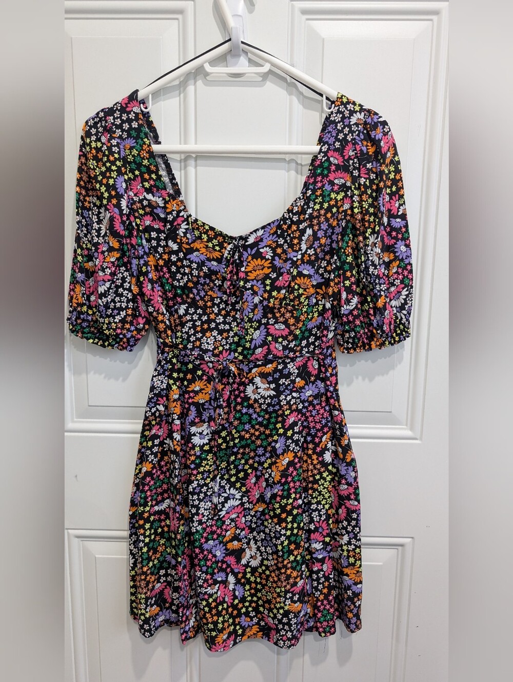 No Boundaries Neon Floral Sweetheart Dress Cottagecore Summer Mini